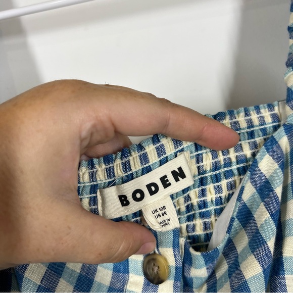 Boden Square Neck 100% Linen Midi Dress Size US 8 - Picture 10 of 11